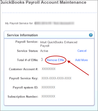 Remove employee identification number (EIN) - Screenshot
