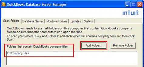 Add folder - QuickBooks Database Server Manager