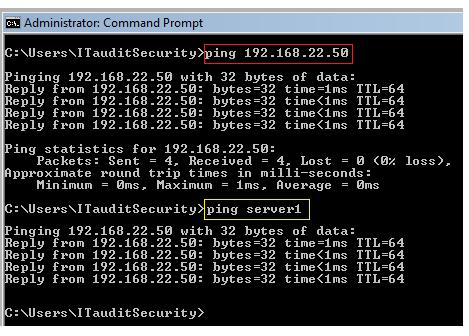 type ping [servername] - Screenshot