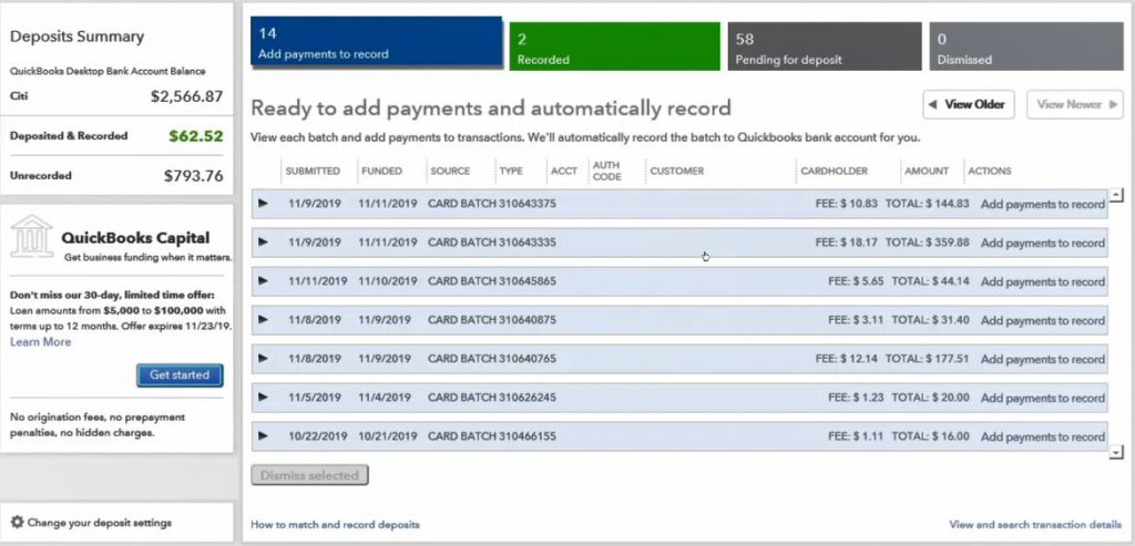 What’s New in QuickBooks Desktop 2021? Automated merchant services payments reconciliation - Image