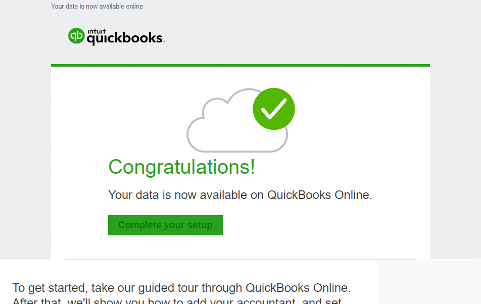 Your data is now available in QuickBooks online - Image