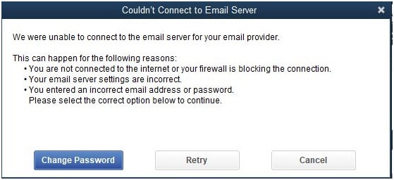 QuickBooks Could not connect to the email server - Image
