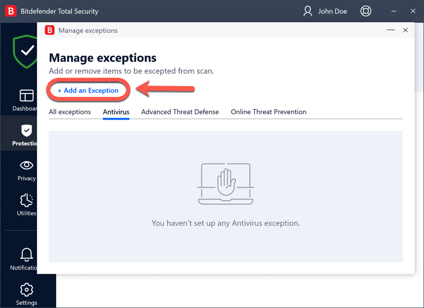 How to Fix QuickBooks Install Error Code 1402? Include QuickBooks as an exception in Bitdefender - Image