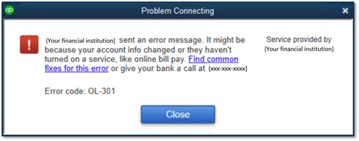 QuickBooks Error OL-301