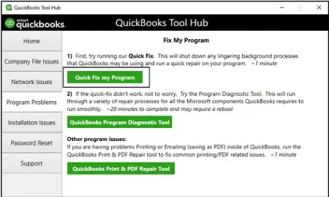 Run Quick Fix my Program 480x288