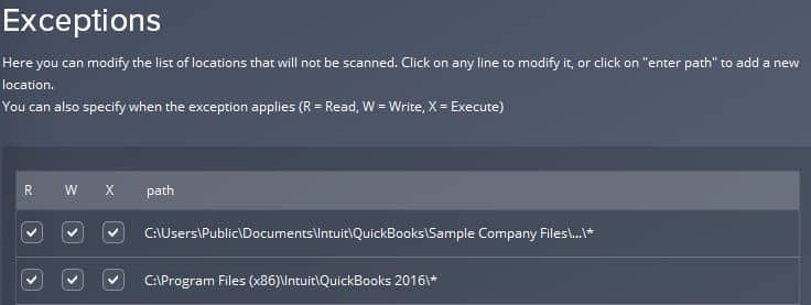 Incorporate QuickBooks in the trusted apps list in AVG - Image