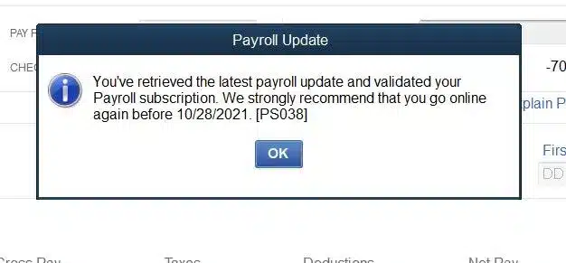 QuickBooks error PS038