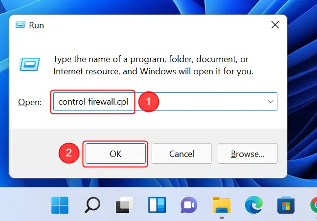 control firewall.cpl - Image