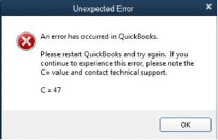 quickbooks error code c47