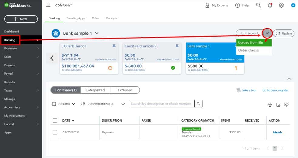 Importing the Bank Transactions - Image
