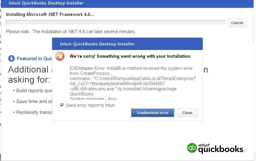 QuickBooks Desktop Installation Errors (EXEAdapter Error) in QuickBooks - Image